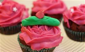 Red velvet Gulkhand cupcakes in New York,NY