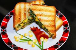 GRILLED SPINACH CORN SANDWICH BY THYME N CLOVES in New York,NY