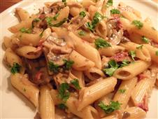 Penne in a creamy mushroom sauce in New York,NY