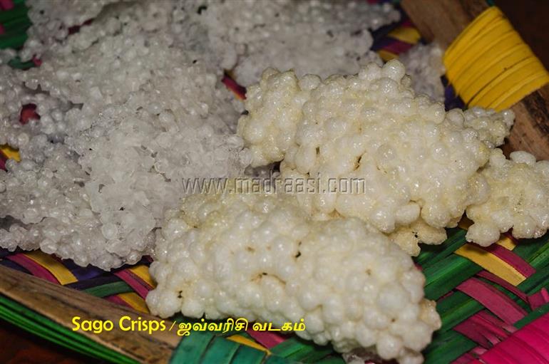 Javvarisi Vadam recipe in Tamil, English Sago (Tapiaco pearl)Crisp